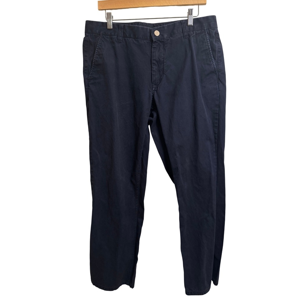 Tailor Vintage Mens Navy Blue Straight Fit Washed Chinos Cotton Pants 34/30